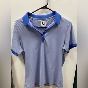 Footjoy women’s blue striped polo, size medium